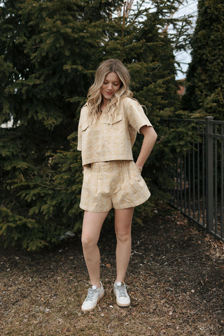 Embroidered Floral Top, Mustard