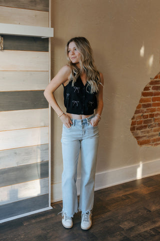 Bow Sweater Vest, Black *final sale