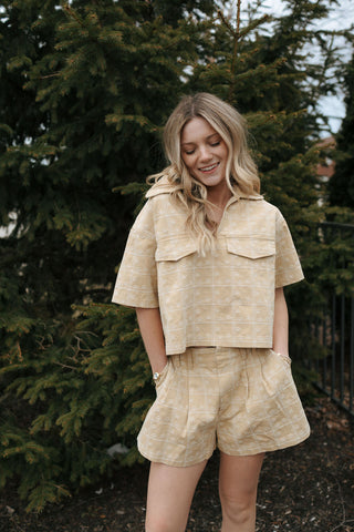 Embroidered Floral Shorts, Mustard