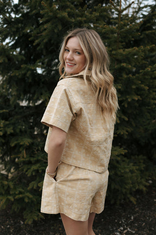 Embroidered Floral Top, Mustard