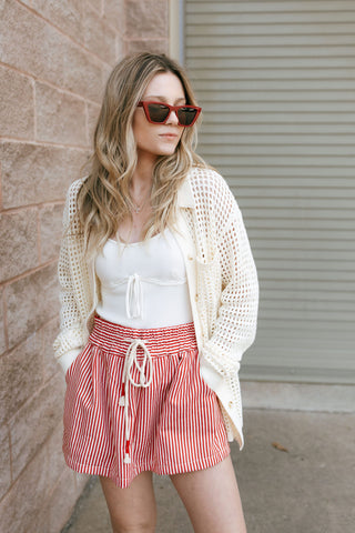 Retro Stripe Skort, Red