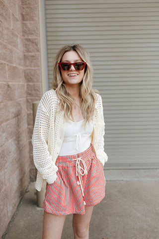 Retro Stripe Skort, Red