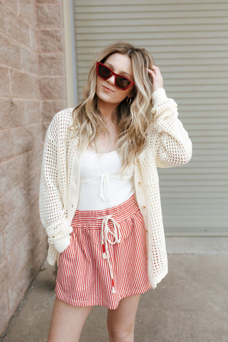 Retro Stripe Skort, Red