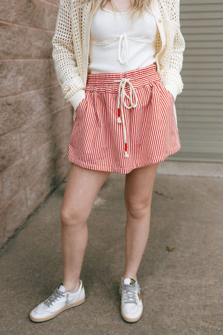 Retro Stripe Skort, Red