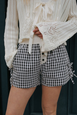 Gingham Boxer Shorts, Black