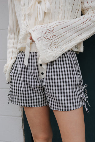 Gingham Boxer Shorts, Black