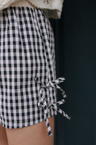 Gingham Boxer Shorts, Black