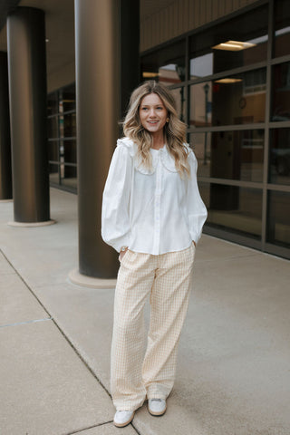 Peter Pan Collar Top, Off White