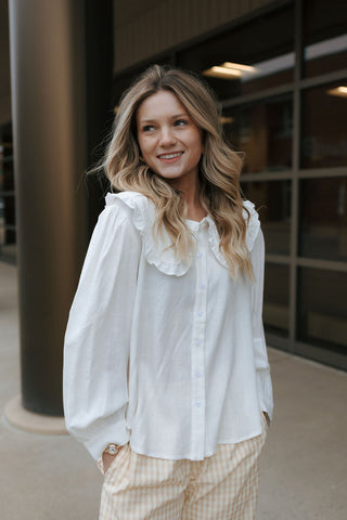 Peter Pan Collar Top, Off White