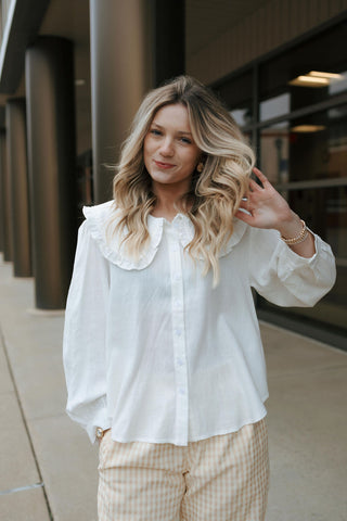 Peter Pan Collar Top, Off White