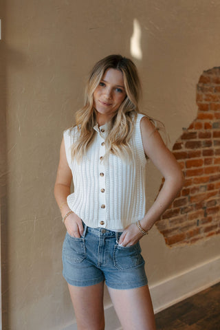 Crochet Vest, White