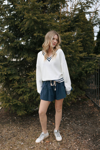 Gathered Pocket Shorts, Midnight Navy