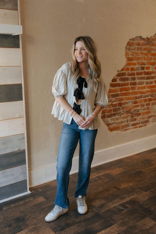 Stripe Bow Tie Top