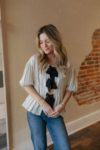 Stripe Bow Tie Top
