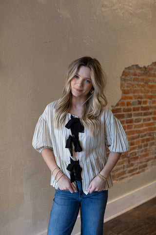 Stripe Bow Tie Top