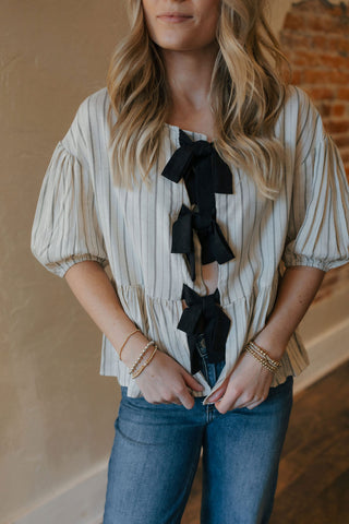 Stripe Bow Tie Top