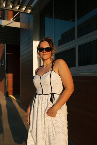 Polka Dot Dress, White *final sale