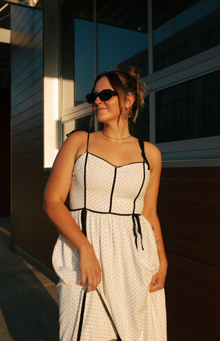 Polka Dot Dress, White *final sale