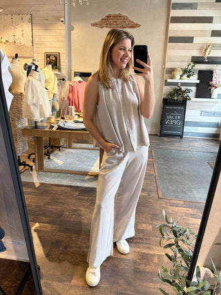 Caelis Pants, Sand Gingham - The Red Thread Boutique