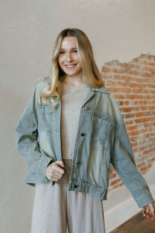 Oversized Stripe Jacket, Sand Wash