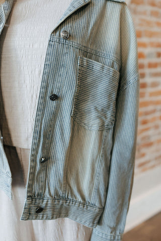 Oversized Stripe Jacket, Sand Wash