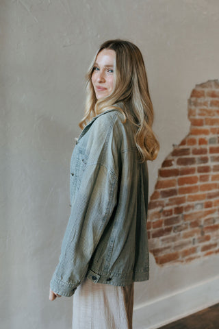 Oversized Stripe Jacket, Sand Wash