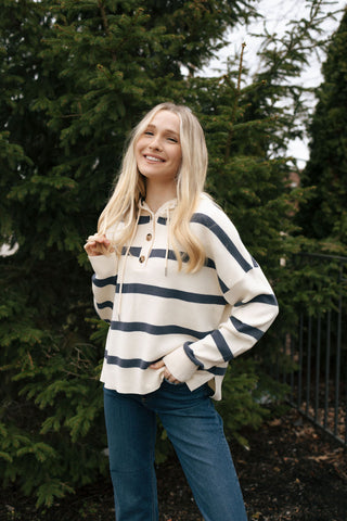 Brighton Top, White Blue *final sale