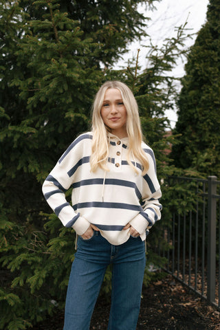 Brighton Top, White Blue *final sale