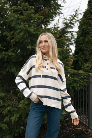 Brighton Top, White Blue *final sale