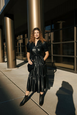 Faux Leather Tiered Dress *final sale