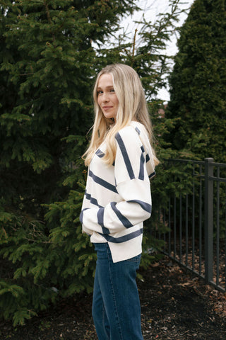 Brighton Top, White Blue *final sale