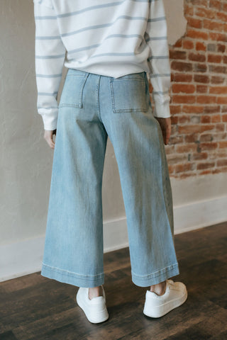 Washed Denim Tie Pants