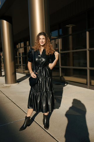 Faux Leather Tiered Dress *final sale
