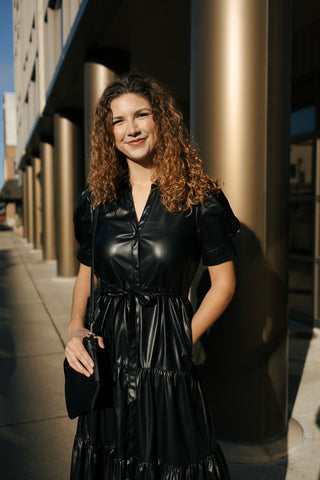 Faux Leather Tiered Dress *final sale