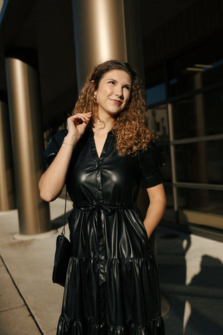 Faux Leather Tiered Dress *final sale