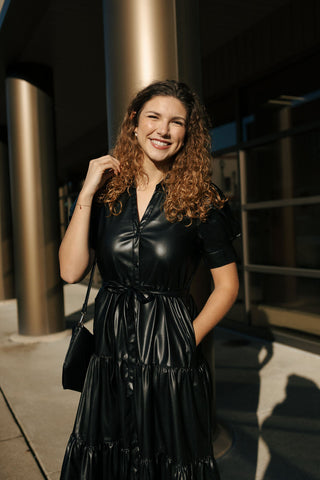 Faux Leather Tiered Dress *final sale
