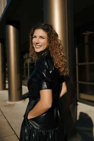 Faux Leather Tiered Dress *final sale