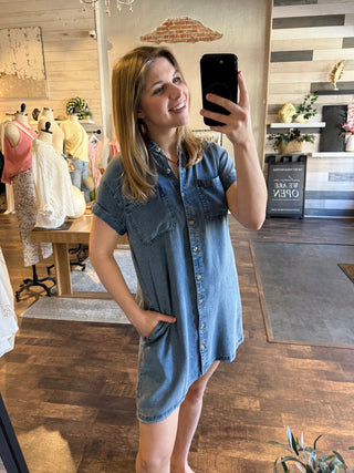June Dress, Dusty Denim - The Red Thread Boutique