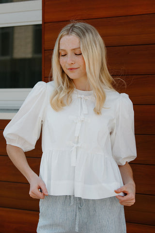 Bow Front Top, White *final sale