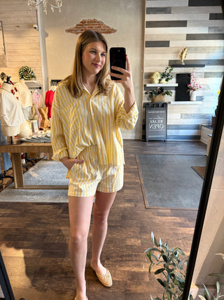 Sunny Days Stripe Button Up, Yellow - The Red Thread Boutique