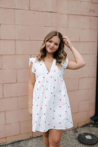 Embroidered Cherry Dress