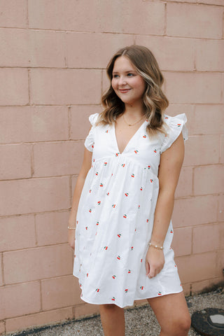 Embroidered Cherry Dress
