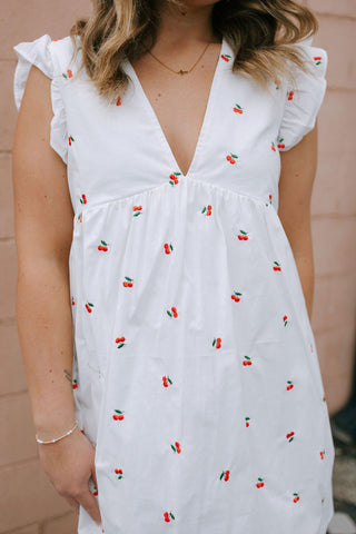 Embroidered Cherry Dress