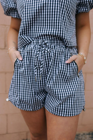 Gingham Shorts, Navy