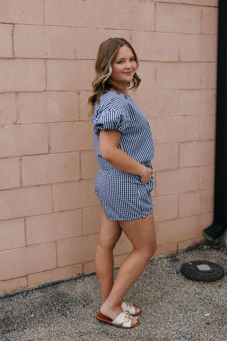 Gingham Shorts, Navy
