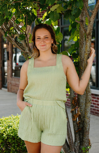 Lime Shirred Set