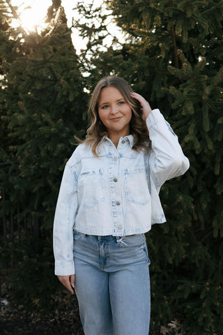 Washed Stripe Jacket, Denim