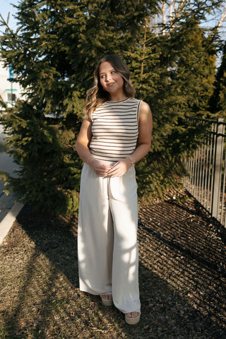 Elastic Waist Pants, Sand