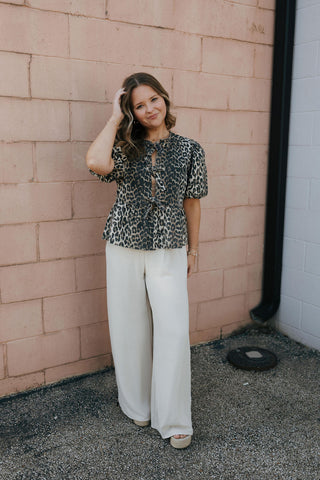 Leopard Tie Front Top