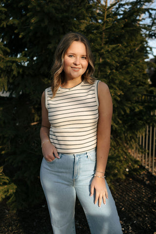 Knit Tank, Beige/Gray